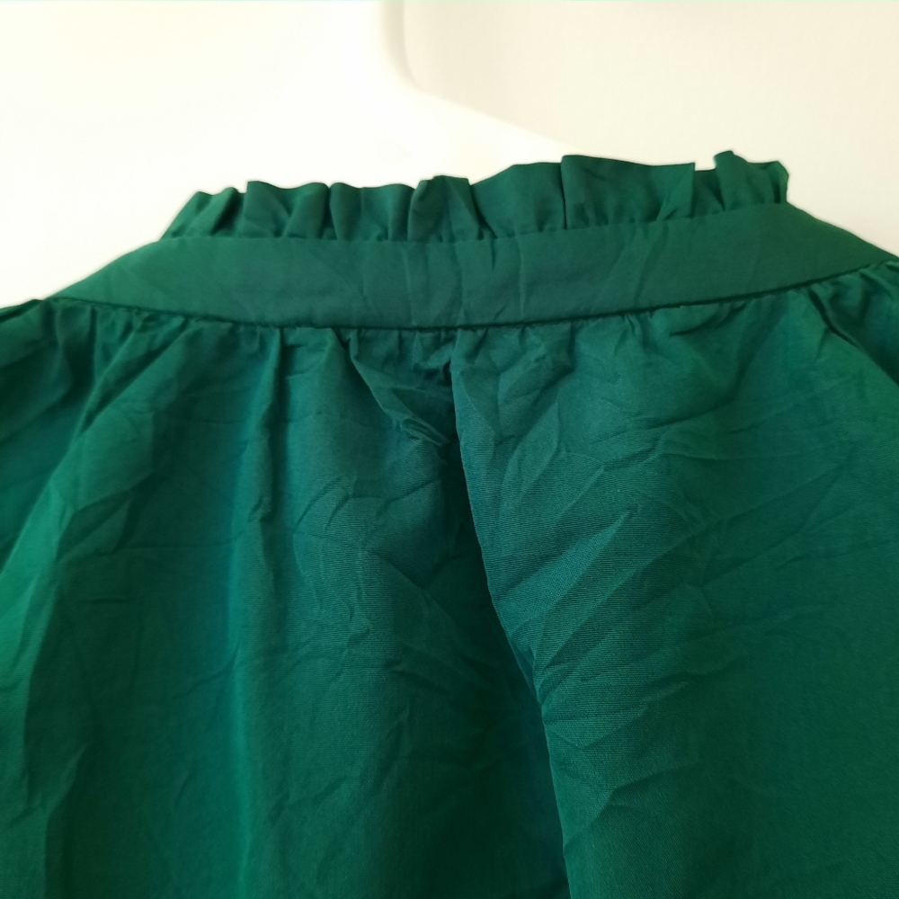 Zara Voluminous Taffeta Green Tiered Min Dress Bloggers Favorite Balloon Sleeve - Picture 9 of 16
